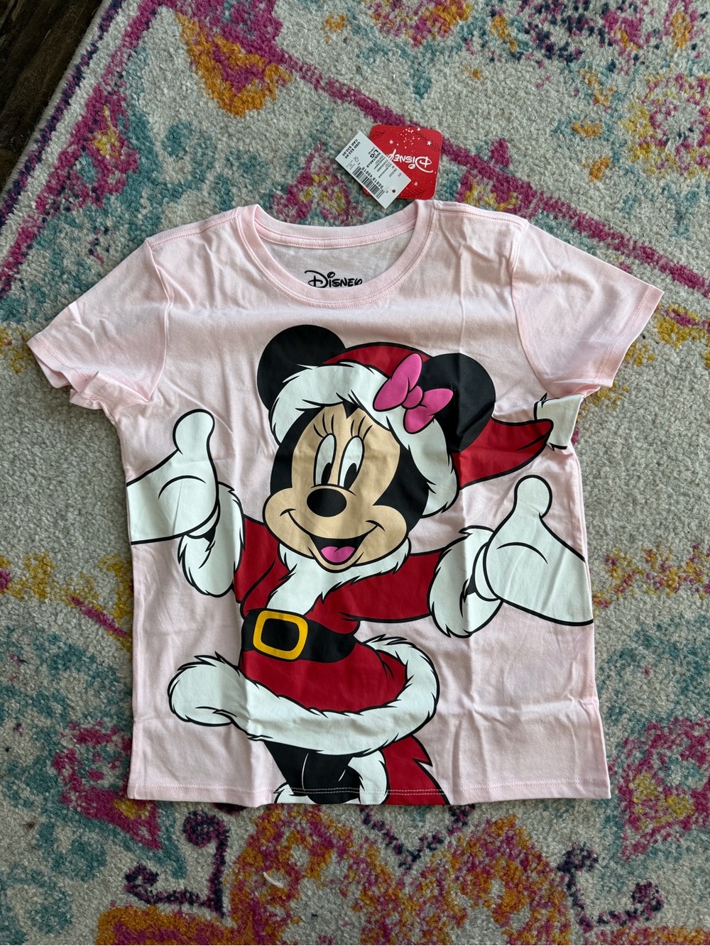 Disney Pink Minnie Mouse Santa Graphic Tee